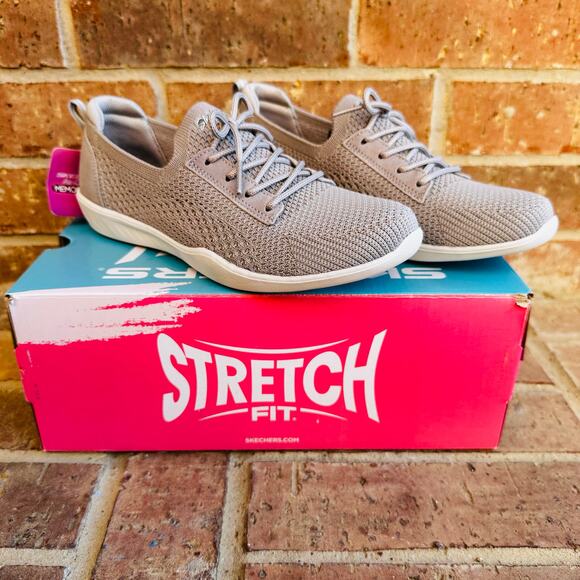 Woman's Stretch Fit Grey Laced Shoes - Picture 7 of 8
